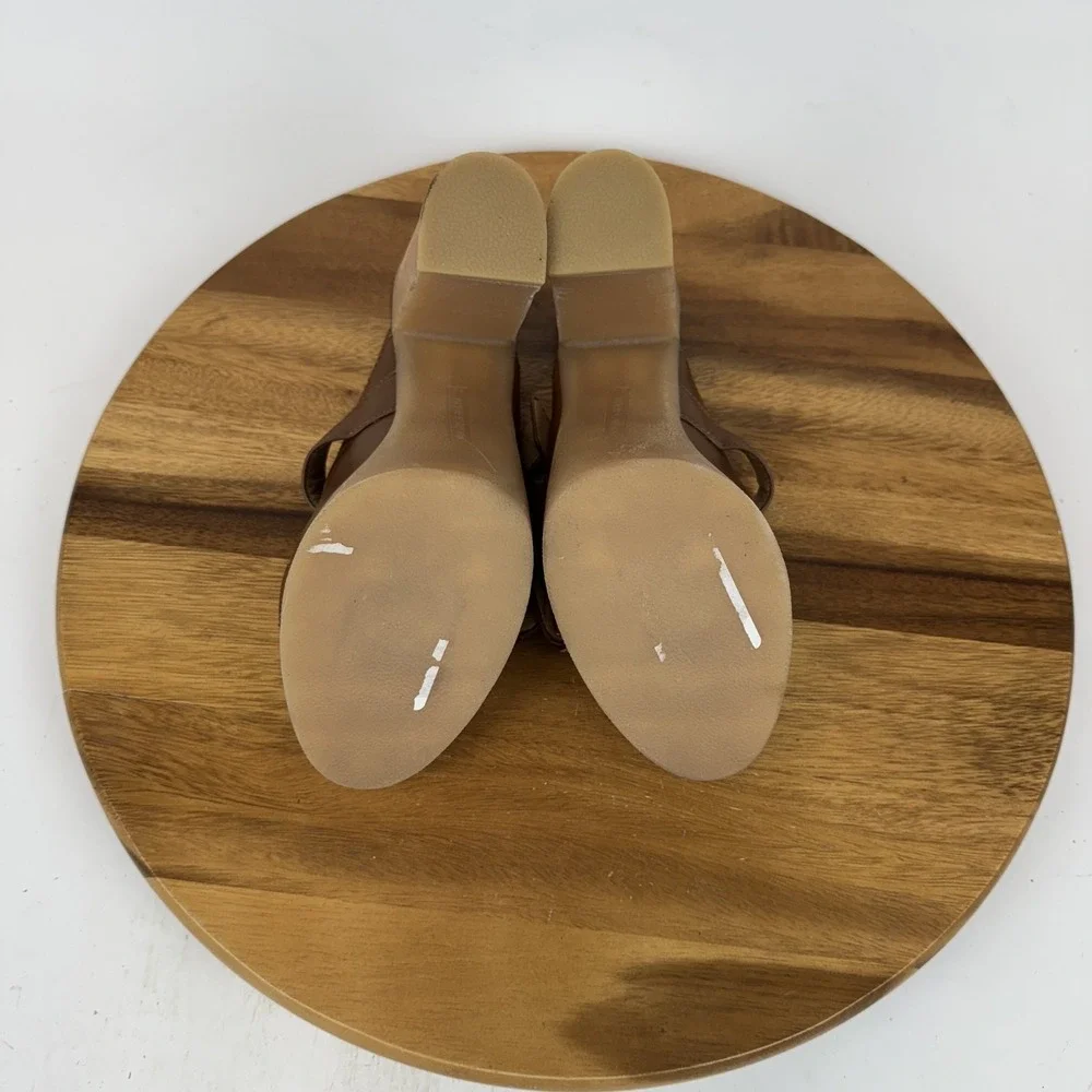 New Womens Veronica Beard Garrick Brown Leather Platform Slide Sandals Size 9 M - Picture 7 of 8